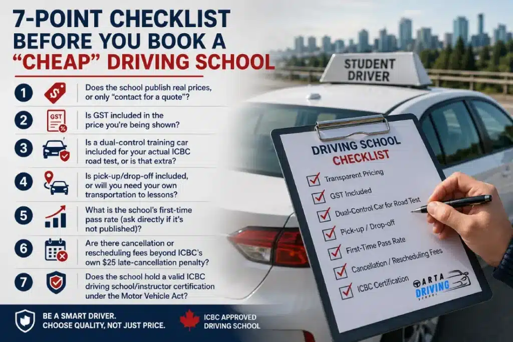 Checklist Before You Book a _Cheap_ Driving School